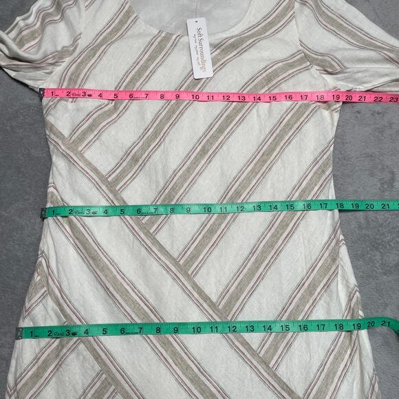 Soft Surroundings Dress Medium Lagenlook Coastal Linen Boho Cottage Striped New - Picture 7 of 10